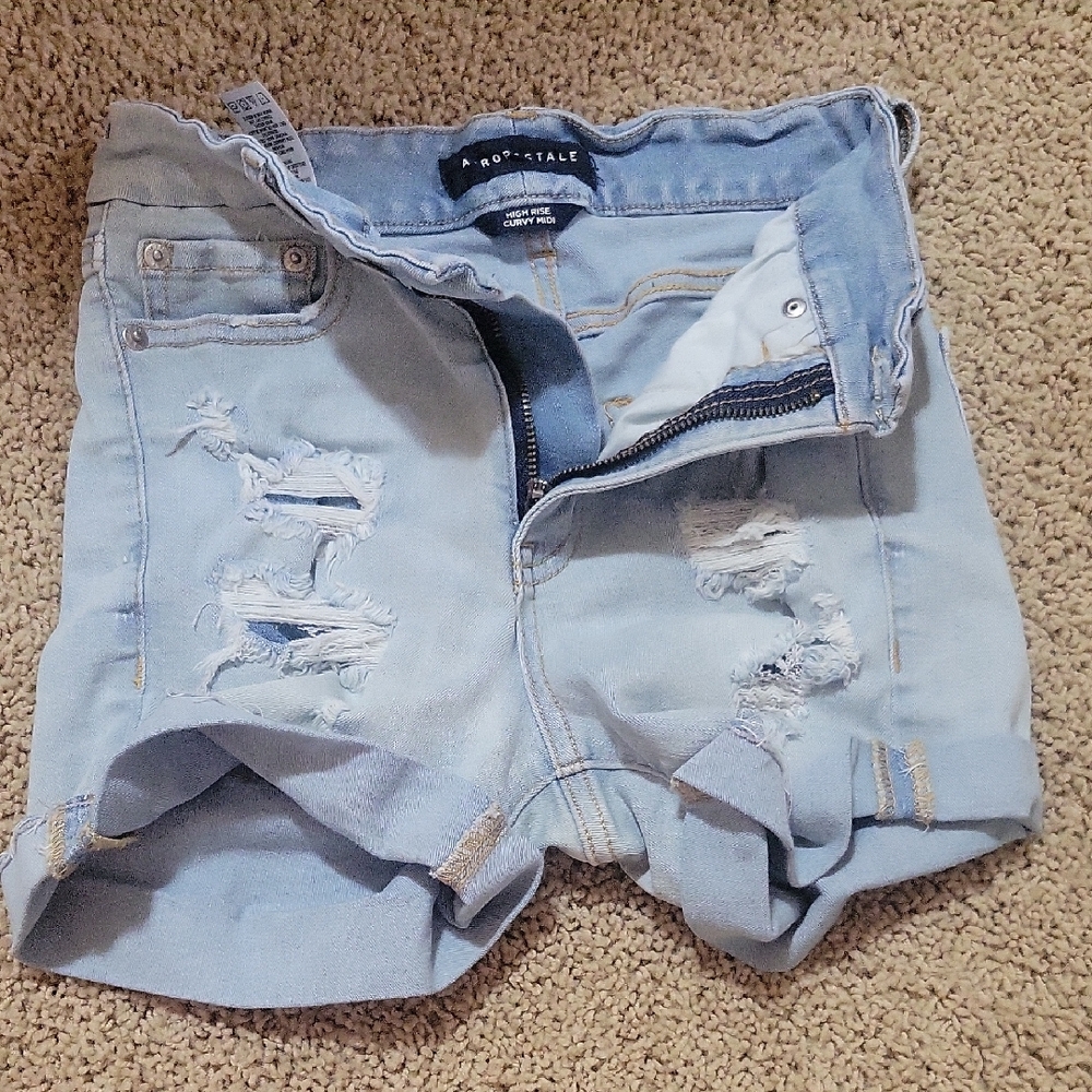 Aeropostale Blue Jean Shorts Distressed Denim